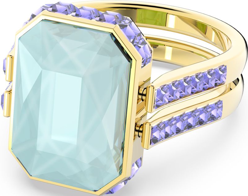 Swarovski Orbita Ring, Octagon-Slijpvorm, Meerkleurig, Goudkleurige Toplaag