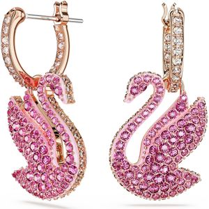 Swarovski Iconic Swan Oorhangers, Swan, Roze, Roségoudkleurige Toplaag