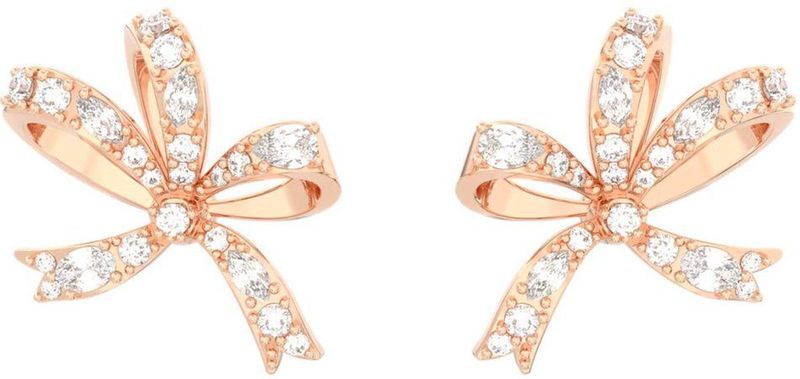 Swarovski Volta Oorknopjes, Strik, S, Wit, Roségoudkleurige Toplaag