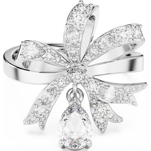 Swarovski Volta Cocktailring, Strik, Wit, Rodium Toplaag