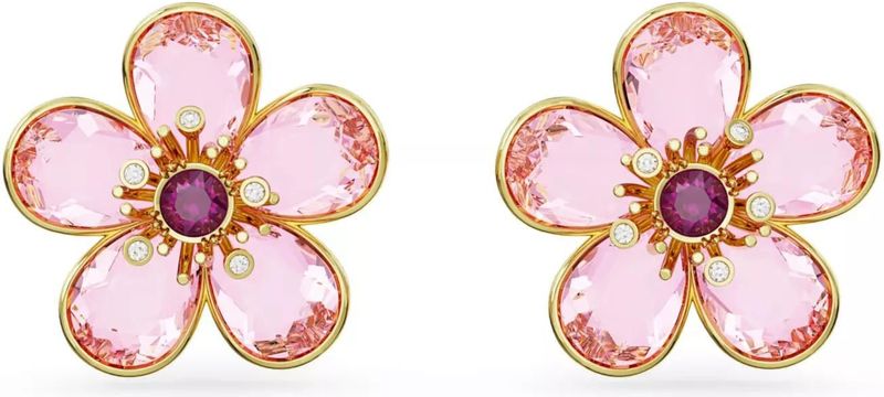 Swarovski - Florere Oorbellen - Roze Kristallen - Verguld - 2,3 cm