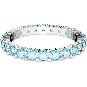 Swarovski Matrix Ring, Ronde Slijpvorm, Blauw, Rodium Toplaag