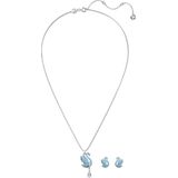 Swarovski - Zwaan Collectie - Oorbellen en Halsketting - IJsblauw - Gerhodineerd Metaal