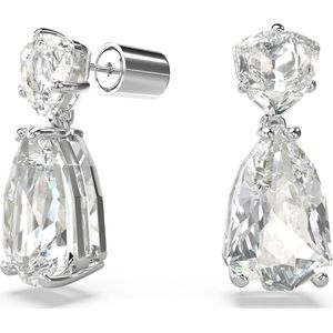 Swarovski Mesmera Oorhangers, Verschillende Slijpvormen, Wit, Rodium Toplaag