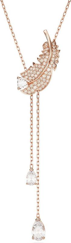 Swarovski Nice Y-Hanger, Veer, Wit, Roségoudkleurige Toplaag