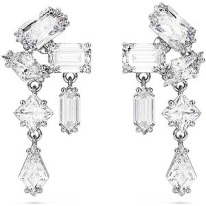 Swarovski Mesmera oorbellen versierd met fonkelende witte stenen van gerhodineerd metaal