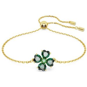 Swarovski Idyllia Armband, Verschillende Slijpvormen, Klavertje, Groen, Goudkleurige Toplaag