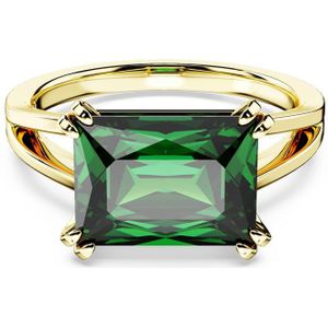 Swarovski Matrix Cocktailring, Rechthoekige Slijpvorm, Groen, Goudkleurige Toplaag