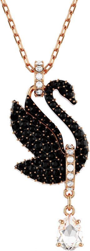 Swarovski - Hanger - Zwaanpatroon - Roségoud - Swarovski ReCreated Jet Color Crystal
