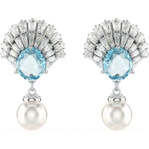 Swarovski Idyllia Oorhangers, Schelp, Blauw, Rodium Toplaag