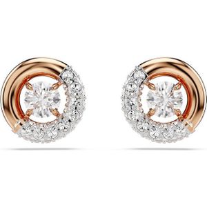 Swarovski Dextera Oorknopjes, Ronde Slijpvorm, Wit, Roségoudkleurige Toplaag