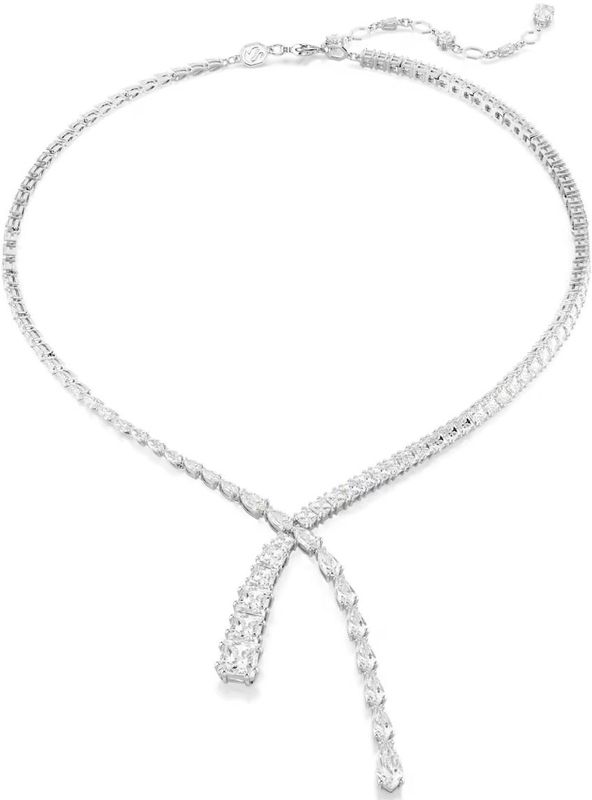 Swarovski Matrix - Y-Ketting - Wit - Rodium Toplaag - Verschillende Slijpvormen