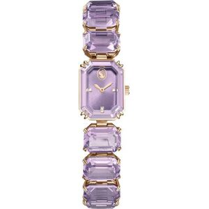 Swarovski Horloge, Armband in Octagon-slijpvorm, Paars, Champagnegoudkleurige afwerking