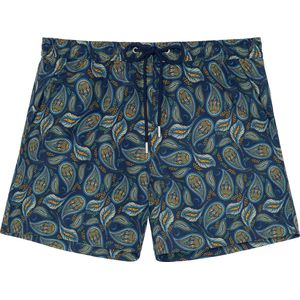 Hom Abaco zwemshorts voor heren, Kasjmier print op marineblauwe