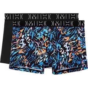 HOM - Vasily - Boxers - Zwart en Psychedelische Print - Stretch Katoen - 2-Pack