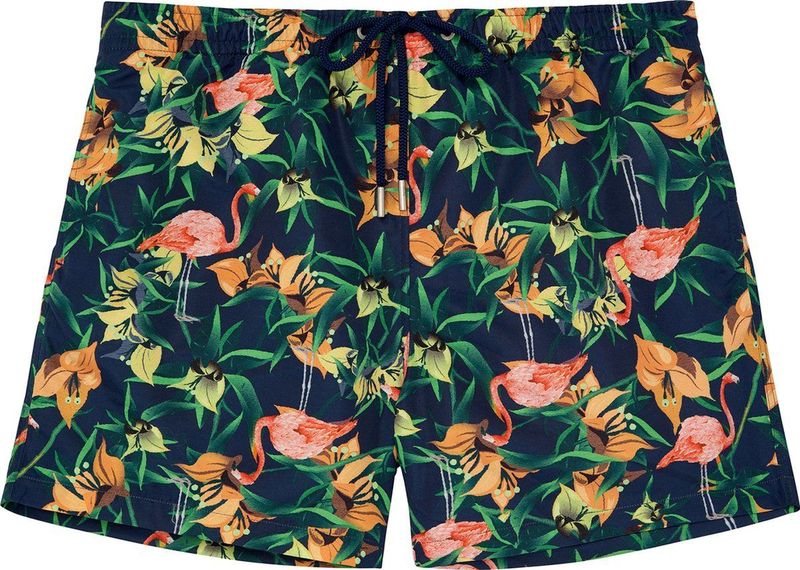 HOM Flamingo zwembroek, Roze Vlaamse Print Marine Achtergrond, S