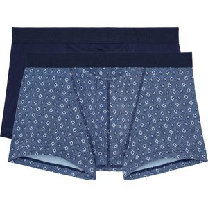 HOM - Boxershorts - Navy en Denim Print - Katoen en Elastan - 2-Pack