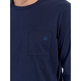 HOM - Lange Pyjama Kenny - Marine Uni - Pyjama Set voor Heren - Bloemenprint Onder