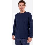 HOM - Lange Pyjama Kenny - Marine Uni - Pyjama Set voor Heren - Bloemenprint Onder