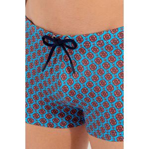 HOM - Zwemboxer - Blauw en Rood - Heren - Bloemen en Planten Print