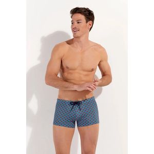 HOM - Zwemboxer - Blauw en Rood - Heren - Bloemen en Planten Print