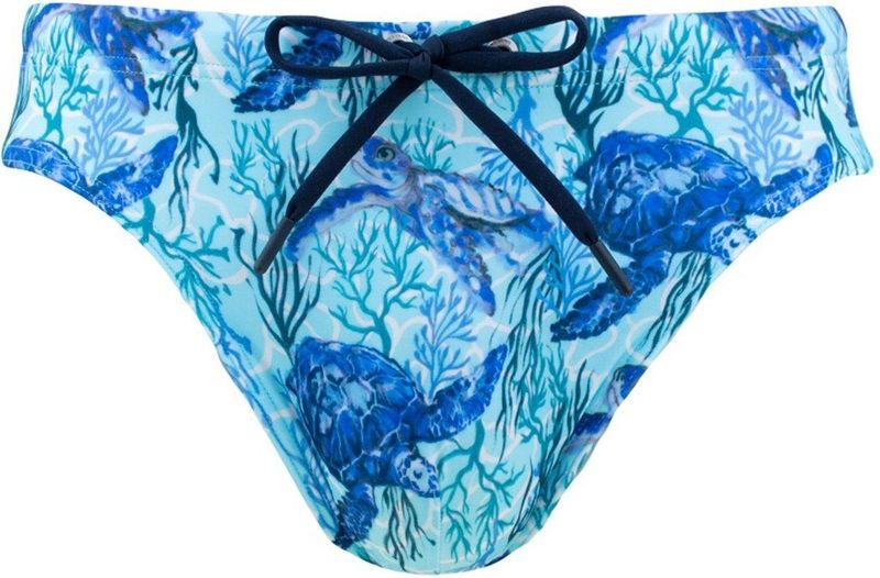 HOM - Swim Mini Briefs - Blauw met Turquoise - 80% Polyamide, 20% Elastaan