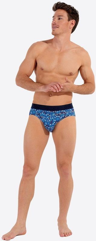 HOM - Vibe - Mini Briefs - Blauw - Vintage Print met Witte Paisleys