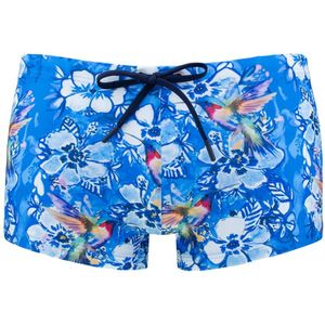 HOM - Heren Zwemboxer - Blauw - Dieren en Bloemen Print