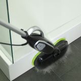 Livington Steam Twister Stoomreiniger met roterende dubbele mopkop, reinigt, schrobt en gepolijst, 3-traps stoomautomaat, 120 graden hete stoom, handstoomreiniger, waterreservoir van 350 ml, zwart