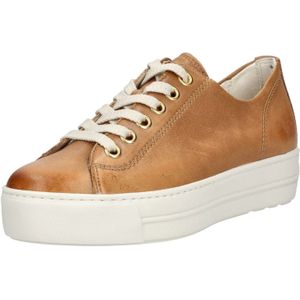 Paul Green - 4790 - Dames Sneakers - Cognac - Glad Leer - Rubber Zool