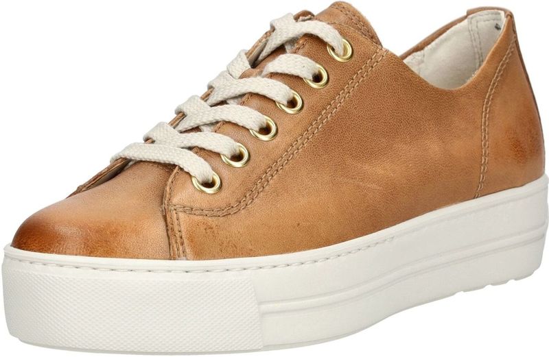 Paul Green - 4790 - Dames Sneakers - Cognac - Glad Leer - Rubber Zool