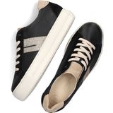 Paul Green - Sneakers - Zwart - Rundnappaleer met Suède en Glitterdetails