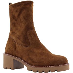 Enkellaarsjes - Effen - Suède - Blokhak - Ritssluiting - Warm Gevoerd