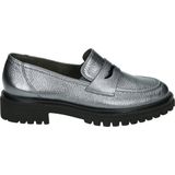 Instappers - Effen - Leer - Blokhak - Metallic Look