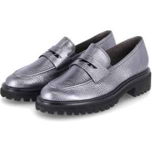 Instappers - Effen - Leer - Blokhak - Metallic Look - Flexibele Zool