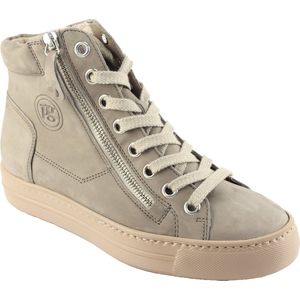 Paul Green - High-Top Sneakers - Beige - Leer met Tencel-vezels - Plat Hak
