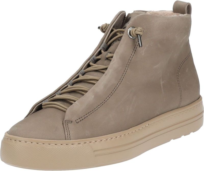 Paul Green - Dames Sportschoenen - Taupe - Hoge Sneaker - Nubuckleer