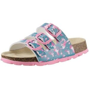 Superfit - FUSSBETTPANTOFFEL - Slippers - Blauw/Pink/Eenhoorn - Gedessineerd - Gespsluiting
