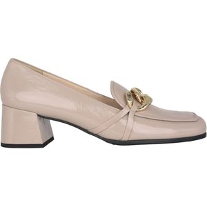 Högl Ally - Dames Pump - Beige - Lamsleer - Brede Blokhak