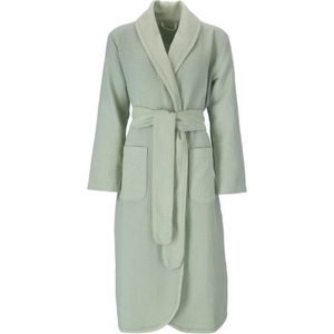 Vossen - Catania - Badjas - Soft Green - 100% Katoen, Luchtige Wafelpiqué, Stijlvolle Sjaalkraag