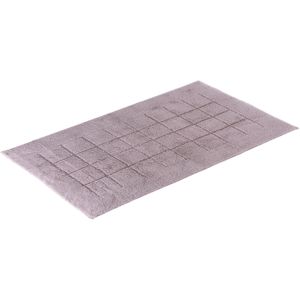 Vossen Badematte "Exclusive", rutschhemmend beschichtet, fußbodenheizungsgeeignet, Badteppich, Uni-Farben, Karo Muster, Hoch-Tief Effekt, reine Baumwolle