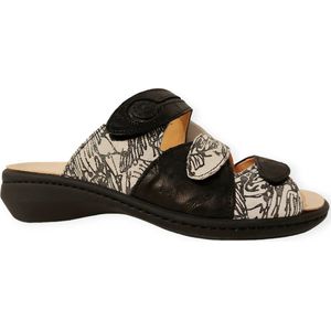 Slipper Birkenstock Unisex Arizona Split Birko-Flor Black/White Narrow