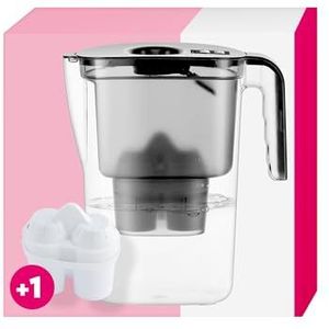 BWT Homeside Waterfilter, zwart, 2,6 l, filter met 1 zacht gefilterd waterpatroon, drinkwaterfilter, filtert kalk, chloor, lood en koper