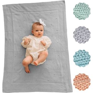 Babydeken katoen (biologisch) meisje + jongen (75 x 100 cm), GOTS + Oeko-Tex: niet-giftig + veilig, babydeken voor baby eerste uitrusting pasgeboren, eerste deken zomer- en winterknuffeldeken (grijs)