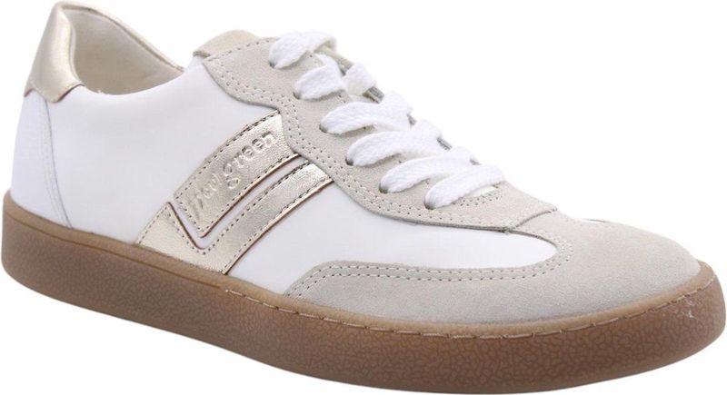 Paul Green - 5437 - Veterschoenen - Beige Suède/Wit Leer/Goud Metallicleer