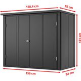 Gfp Primeyard Geräteschrank Metall 156x84x131 cm Gartenschrank anthrazit inkl. Fußboden