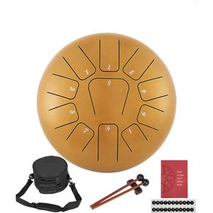 Steel Tongue Drum-Hand Pan Drum-Percussie Instrumenten-In C Minor-Met Reistas-Gouden-12 Inch-11 Notes-30cm