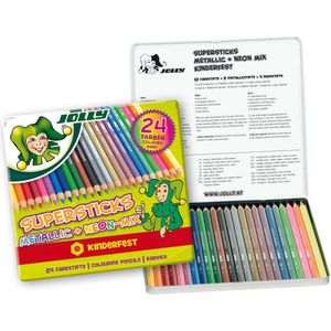 JOLLY Supersticks Classic kleurpotloden | metallic mix | 24 kleurpotloden in metalen etui