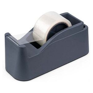 SAX Tape it Easy XXL eenhands plakbanddispenser extra zwaar, voor 1 x 50 mm band of 2 x 25 mm band, pakketbanddispenser met penhouder, antislip, incl. dubbelzijdig lemmet, antraciet