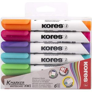 Kores Whiteboardmarker 3mm Rundspitze Set mit 6 Farben pink, violett,